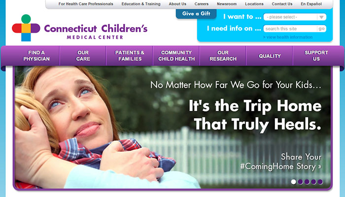 Homepage screenshot from the hospital holding Cassandra against her will, injecting her with multiple rounds of toxic chemical treatment that she doesn't want and feels violated for having forced into her. Notice the message... I'm sure Cassandra and her entire family couldn't agree more.